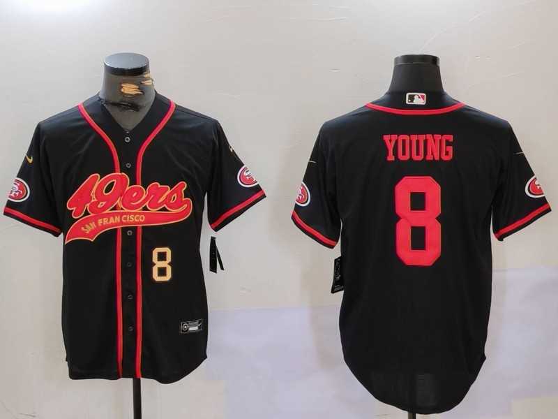 Men%27s San Francisco 49ers #8 Steve Young Black With Patch Cool Base Stitched Baseball Jersey